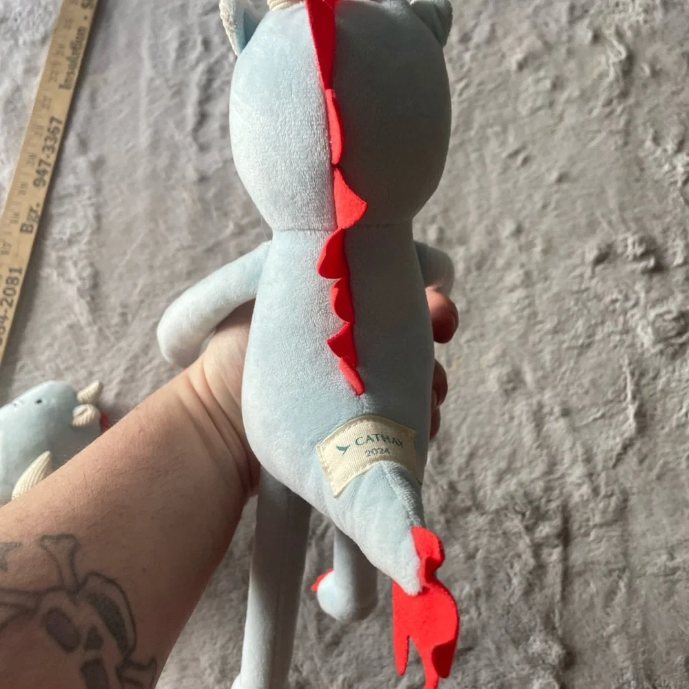 Blue Plush Dragon & baby dragon with 2024 Logo Cathay